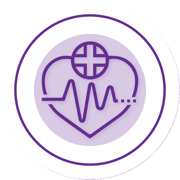 Health: heart with a pulse line